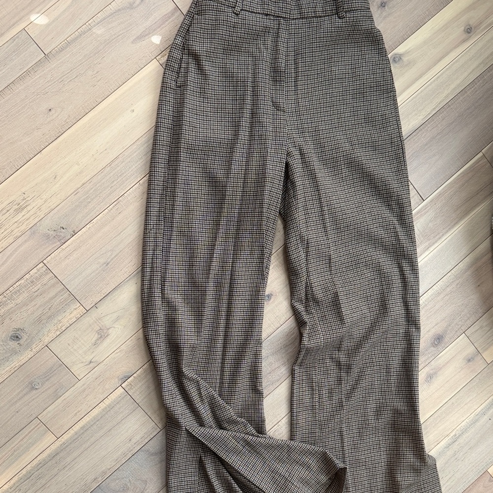 Anine Bing Taupe Checkered Trousers